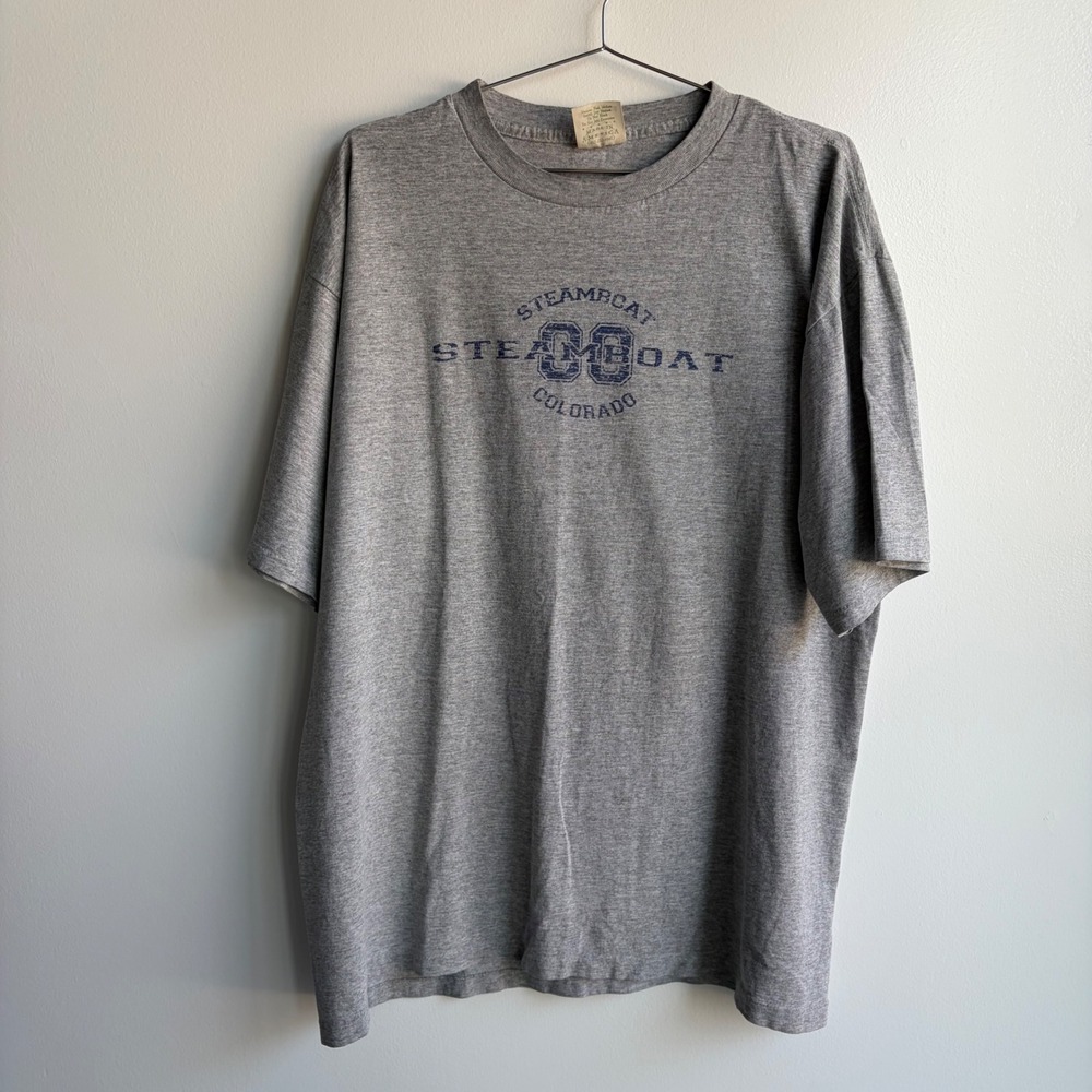 Vintage Prairie Mountain Steamboat Colorado T Shirt XL Grey USA Made